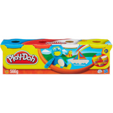 Пластилин Play-Doh, 4 банки (бирюзовый, алый, белый и желтый)